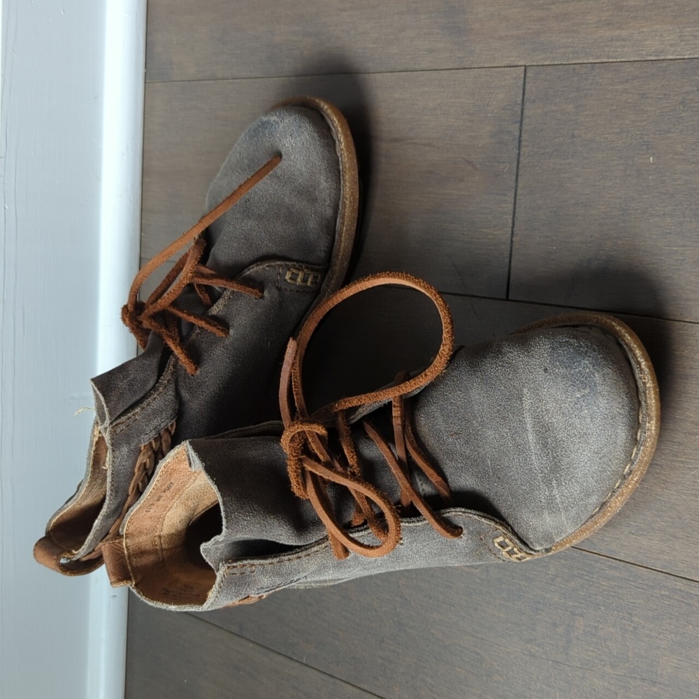 Born Temple Distressed Look Suede Boots, size 6.5, brown/gray